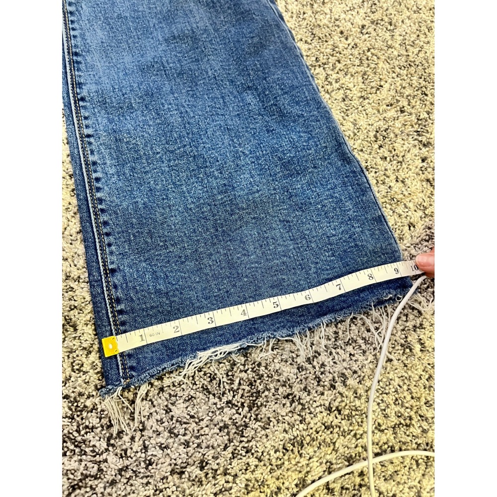Risen Jeans Womens Blue High Rise Flare Wide Leg Raw Hem Denim RDPSize 3/26 - Picture 13 of 15
